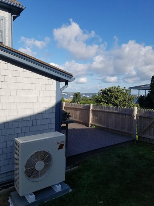 mitsubishi ductless heat pump condenser outside home hyannis ma